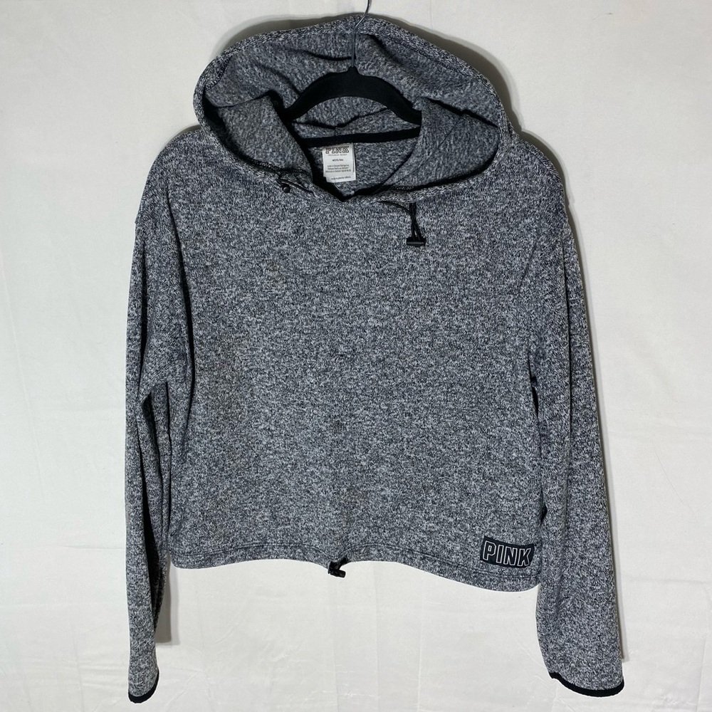 PINK Victoria's Secret Heathered Grey Cropped Pullover Hoodie M